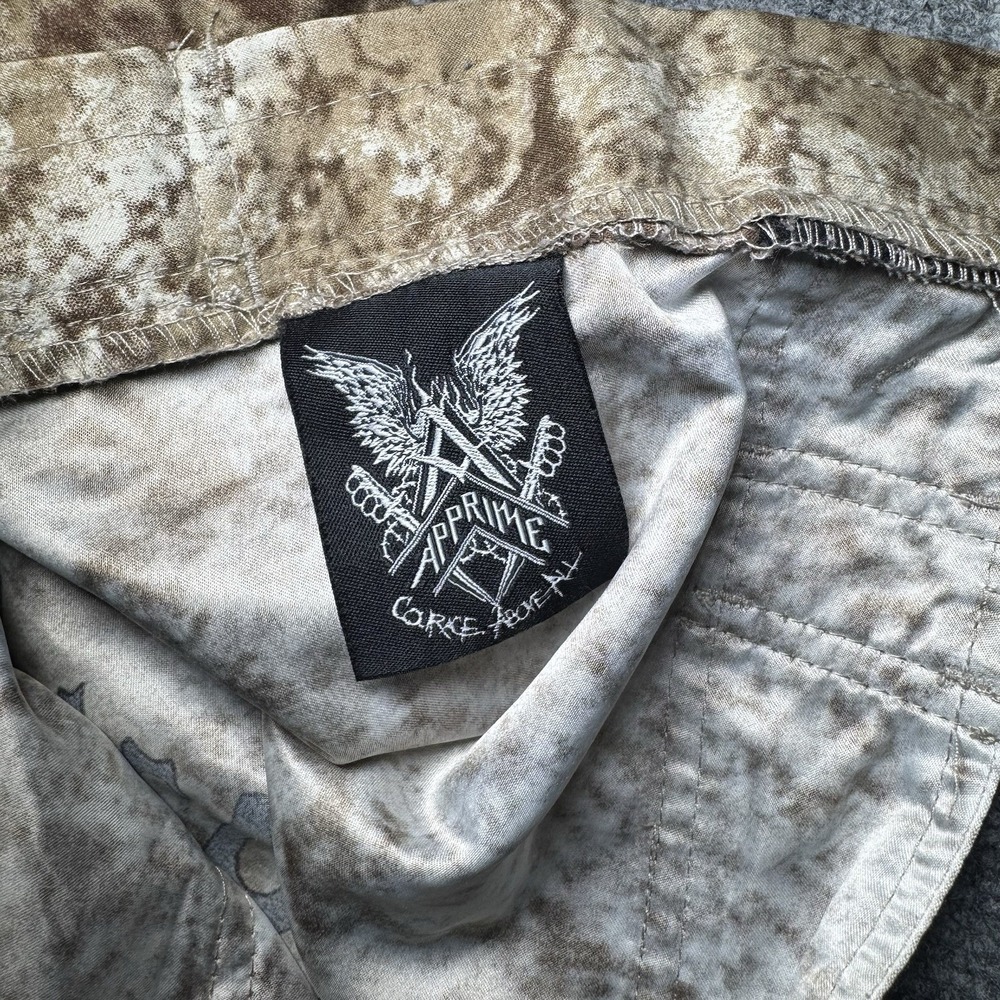 Apprime Appreme Board Shorts Tan Death to the Wicked Horsemen Gun Graphic Medium - Picture 9 of 16